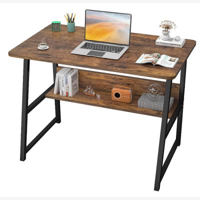 China Brown Adjustable Computer Desk (Height) Metal Surface Desk Adjustable High Quality Industrial Sturdy Wood Space Legs Small for sale