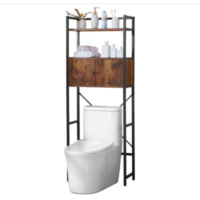 China Best Selling Sustainable Metal Legs Closet Shelves Space Saving Bathroom Wooden Rack Over Toilet for sale