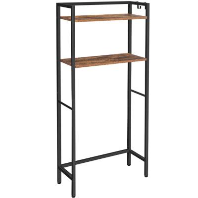 China Sustainable New Design 2 Tier Bathroom Organizer Rack Metal Legs Wooden Toilet Rack for sale