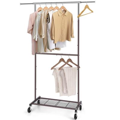 China Best Selling Minimalist Against Rust Corrosion Stretchable Bronze Clothing Garment Rack for sale