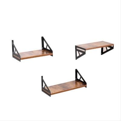 China Country Style Sustainable High Quality Metal Bracket Storage Wall Multifunctional Solid Floating Shelf 3 Set for sale