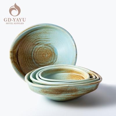 China YAYU 2020 New Design Irregular Shape Porcelain Salad Bowl Slant Deep Dish Fruit Viable Khaki Funny Ceramic Dinner Mixing Serving Bowls for sale