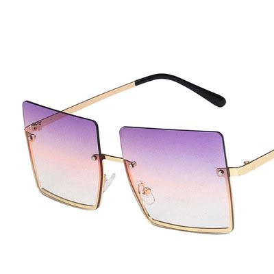 China 2021 Oculos Fashion Sunglasses New Arrival Metal Unisex Square Glass Rimless Oversized Sunglasses for sale