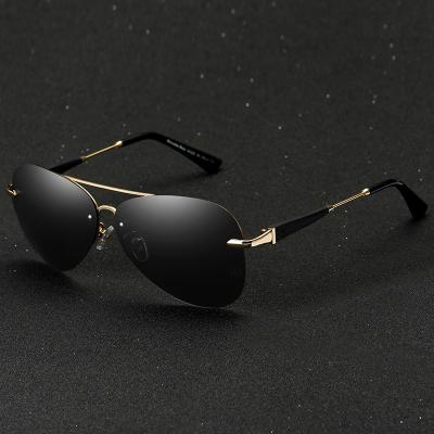 China Fashion Sunglasses Wholesale Shades Outdoor Logo Sun Glasses Custom Polarized Men's Classic Semi Rimless Sunglasses for sale