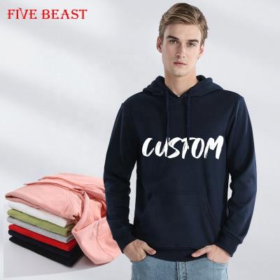 China 2021 New fashion Anti-wrinkle long sleeve solid color custom logo printing pullover men hoodies and sweatshirts OEM for sale