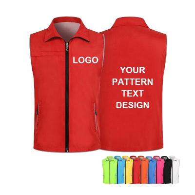 China OEM volunteer polyester print uniform men's unisex promotion logo vests and vests for sale