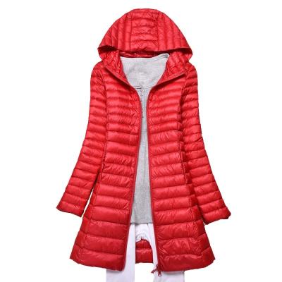 China Factory direct waterproof down feather overcoat hooded long duck padded women down coats for sale