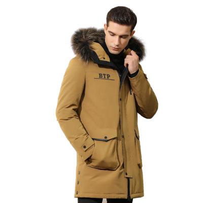 China Fashion Raccoon Fur Anti-Shrink Collars Bend Down Thick Winter Men Long Coat Down Warm Coats for sale