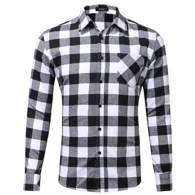 China Wholesale Breathable Stylish Grid Over Sized Casual Cotton Long Sleeve Dress Plus Size Mens Shirts for sale