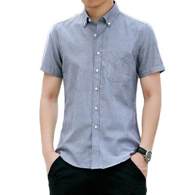 China Anti-pilling 2020 In Stock Wholesale Customized Mens Batiste Gray Shirts Solid Classic Short Sleeve for sale