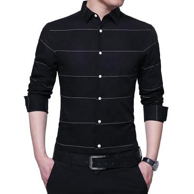 China Factory direct anti-pilling custom striped casual slim long sleeve 100% cotton formal dress shirts men for sale