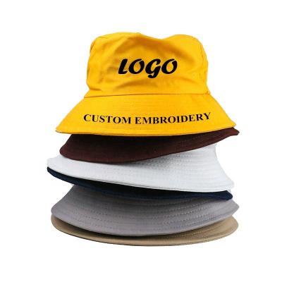 China Cotton New Design Custom Logo Printing Cotton Hats Solid Color Embroidery Bucket Hat Wholesale for sale