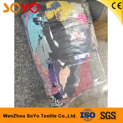 China Strong Oil Water Absorbency Mostly Cotton Scrap Colored Clothing Rags For Cleaning Machine for sale