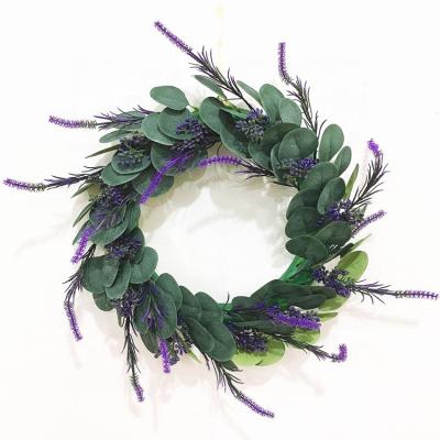 China Fashional Artificial Flowers Home Simulation Rattan Plants Simulation Lavender Flower Eucalyptus Door Garland Decorative Plastic Flower for sale