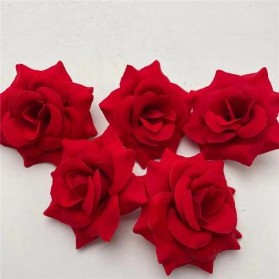 China Eco-Friend Diameter 10cm Rose Head Artificial Velvet Rose Flowers For Wedding Party Home Decoration for sale