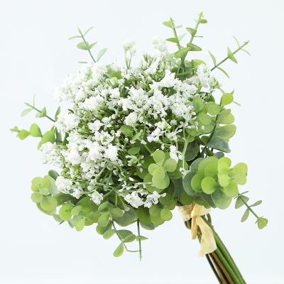 China Eco-friend Artificial Flower Decorative Silk Fabric DIY Eucalyptus Gypsophila Plants Plastic Bouquet Homw Artificial Flower Flowers Package Simulation Bouquets for sale