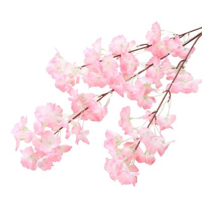 China 3 Forks Eco-friend Cherry Blossoms Professional Artificial Flower Tissue Factory Silk Bouquet DIY Cherry Blossom Flowers for sale