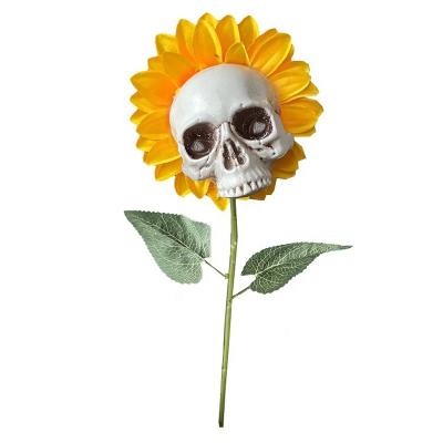 China Eco-Friend Halloween Decorations Party Home Decor Decoration Sunflowers Artificial Sunflower Skull for sale