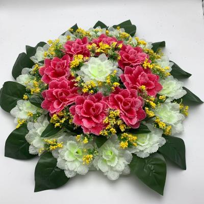 China Fashional Artificial Flower Plant Wholesale Silk Round Garland Decorative For Flower Wedding Home Decoration Artificial Silk for sale