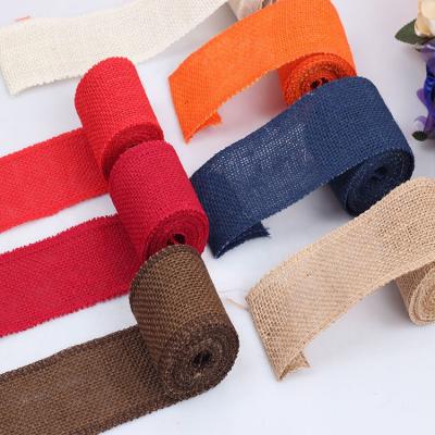 China Other Wholesale Custom DIY Environmental Friendly Handmade Colorful Linen Ribbon Roll for sale