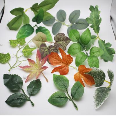 China Wholesale Durable Home Artificial Decorative Silk Fabric Leaf Decor Green Leaves From Indoor Factories for sale