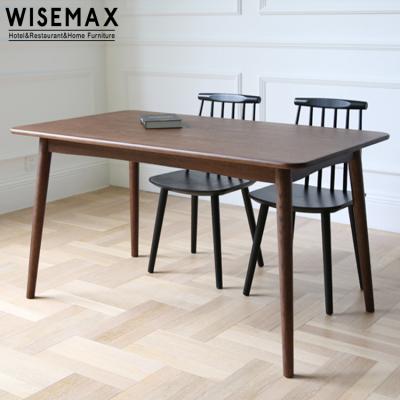 China WISEMAX Nordic Rectangular Solid Wood Top Dining Table Chairs Set (Other) Restaurant Adjustable Dining Table Furniture and Legs 6 Seater Design for sale