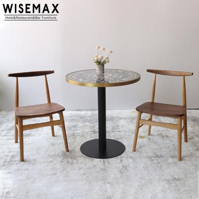 China Customized Cheap WISEMAX Minimalist FURNITURE 3D Painting Model Round Ceramic Restaurant Furniture Dining Table Set for sale