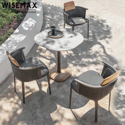 China WISEMAX FURNITURE Modern Designer Outdoor Furniture Ash Solid Wood Dining Chair and Table Sets Waterproof Outdoor Leisure Set for sale