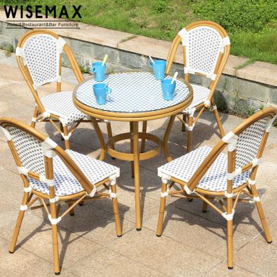 China Modern WISEMAX Style Bistros Furniture Cafe Bar Outdoor Patio Furniture French Rattan Leisure Chair Dining Chair for sale