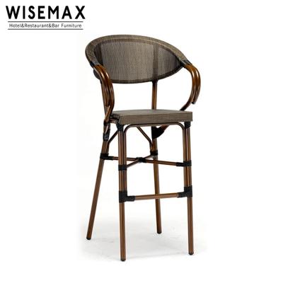 China Modern WISEMAX FURNITURE Restaurant Cafe Outdoor Rattan Bistros High Bar Chair for sale