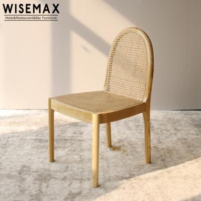 China WISEMAX FURNITRE Rattan Restaurant Frame Solid Wood Natural Rattan Dining Chair Cafe Cane Chair Use For Hotel for sale