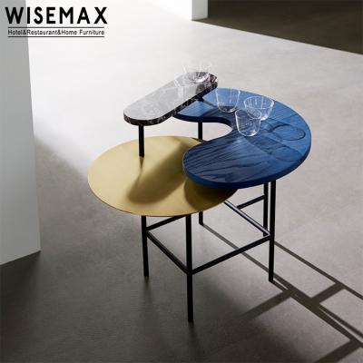 China WISEMAX FURNITURE unique modern luxury smart marble side table wooden coffee table for living room for sale