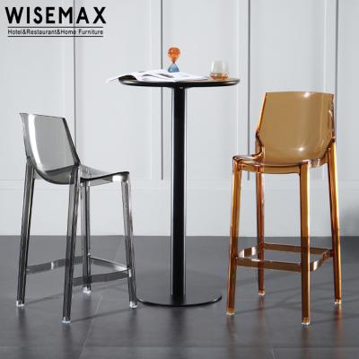 China WISEMAX FURNITURE Traditional Stackable Transparent Acrylic Wedding Events Clear Crystal PC Dining Plastic High Chair Bar Chair for sale