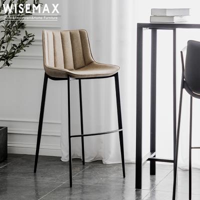 China High Leg Backrest Bar Stool Cafe Design Metal PU Leather Bar Chair Shop Modern Single Bar Stool For Sale for sale