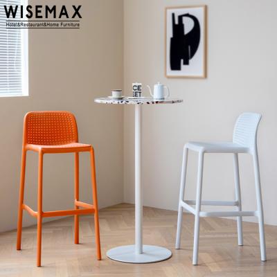 China WISEMAX cheap FURNITURE pp modern chair dining stackable plastic bar stool bar stool restaurant modern plastic leisure plastic chair for sale