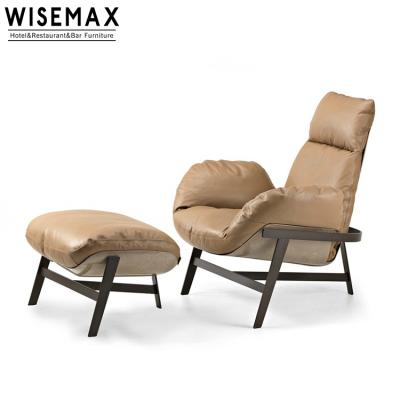 China Customized Single Back Leather Living Room Sofa Chair With Ottoman Modern Design Italian Iron Leg Metal Color Sofa Couch Living Room High for sale