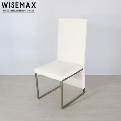 China Fashion Modern Minimalist Dining Chair Minimalist Stainless Steel Hotel White Dining Chair Fabric Dining Chair for sale