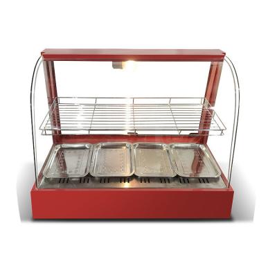 China Hotel Buffet Food Equipment Supplier Fast Food Snacks Display Food Warmer Showcase Cabinet Curved Glass China Wholesale Stainless Steel uncoated for sale