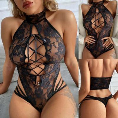 China Wholesale Sexy Lingerie Mature Woman Lace Valentines Day Women Plus Size Bodysuits Hot Sale Ladies Lace Up Sexy Bodysuit Lingerie for sale