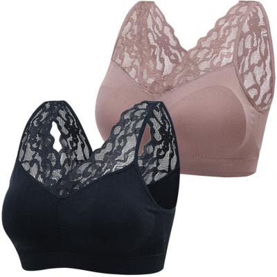 China QUICK DRY Bralettes For Women Sexy Transparent Bra Set Without Underwire Lace Up Sleep Ladies Underwear Women Lace Up Seamless Bra for sale