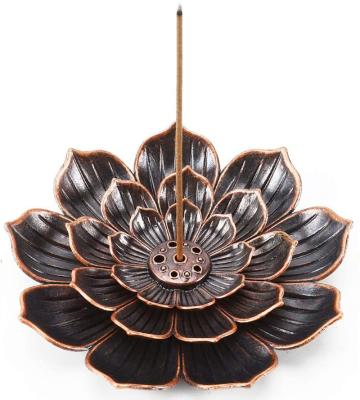 China Wholesale Lotus Coil Incense Holder Backflow Metal Sandalwood Burner Chinese Incense Cones Incense Stick Holder for sale