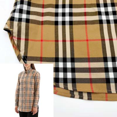 China 2020 Free Wholesale Design Factory New LA 100%cotton Wrinkle Stretch Woven Check Shirt Fabric for sale