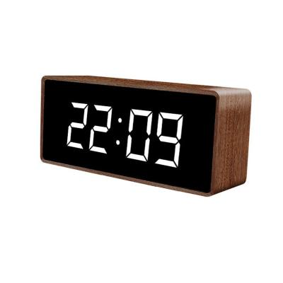 China Antique Style High Grade Voice Control Shine Adjustment Led Digital Alarm Clock Wireless Charger for sale