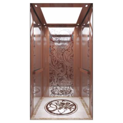 China 2021 Hot Selling Modern Rose Titanium Mirror Etching stainess steel home lifts residential elevator for sale