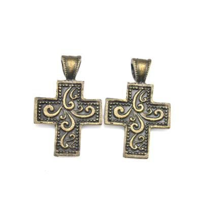 China Wholesale Vintage Alloy Mini Cross Pendant Antique Bronze Crucifix Charm For Making Necklace for sale