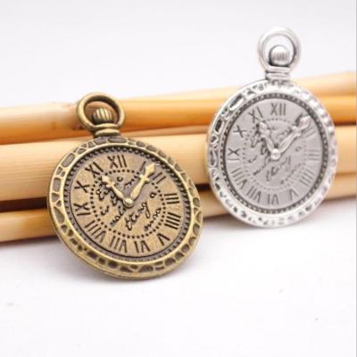 China DIY For Jewelry Making Fashion Vintage Zinc Alloy Antique Bronze Clock Charm Pendants For DIY Necklace Making for sale