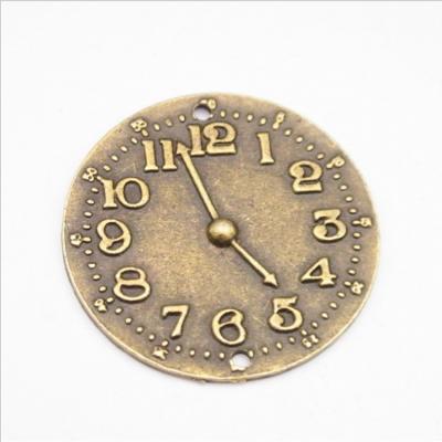 China Retro Vintage Metal Wholesale Clock Type Accessories Pendant Copper-plated Charm for sale