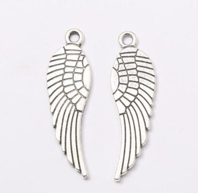 China Vintage Ethnic Design Silver Plated Angel Wings Charm Zinc Alloy Wing Charm Pendant For Necklace Making for sale