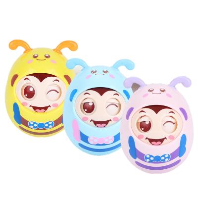 China Cartoon Animals Musical Toys Baby Clicks Teething Sensory Toy Mini Bee Doll Soft Ear Music Baby Toys Funny Tumbler Bells for sale