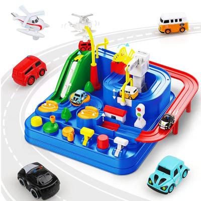 China Hot Sale Parent-child Adventure Car Interactive Rescue City Slot Toys Eco-friendly Material Toy Kids Educational Rail Car for sale